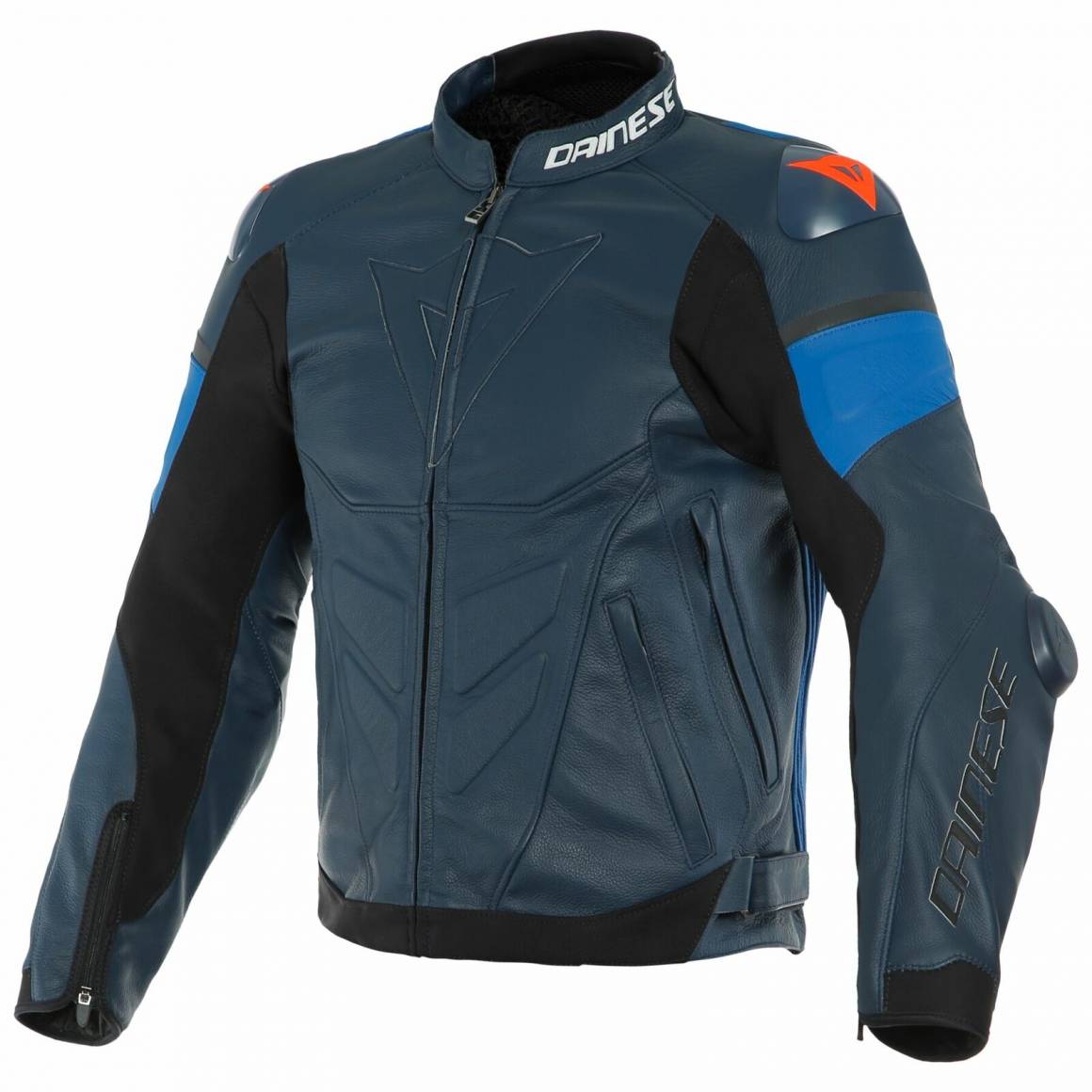 Dainese Super Race Leather Jacket 91 Black Iris Light Blue Fluo Red